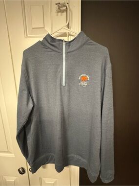 Peter Millar Light Blue Quarter-Zip Sweater with Embroidered Logo